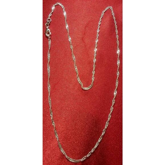Sterling Silver 925 Plated 18 Inch Water Wave Chain Necklace New Thin 1/16th" - Picture 1 of 1
